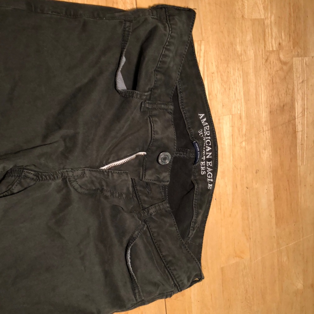 Army green skinny jeans American Eagle